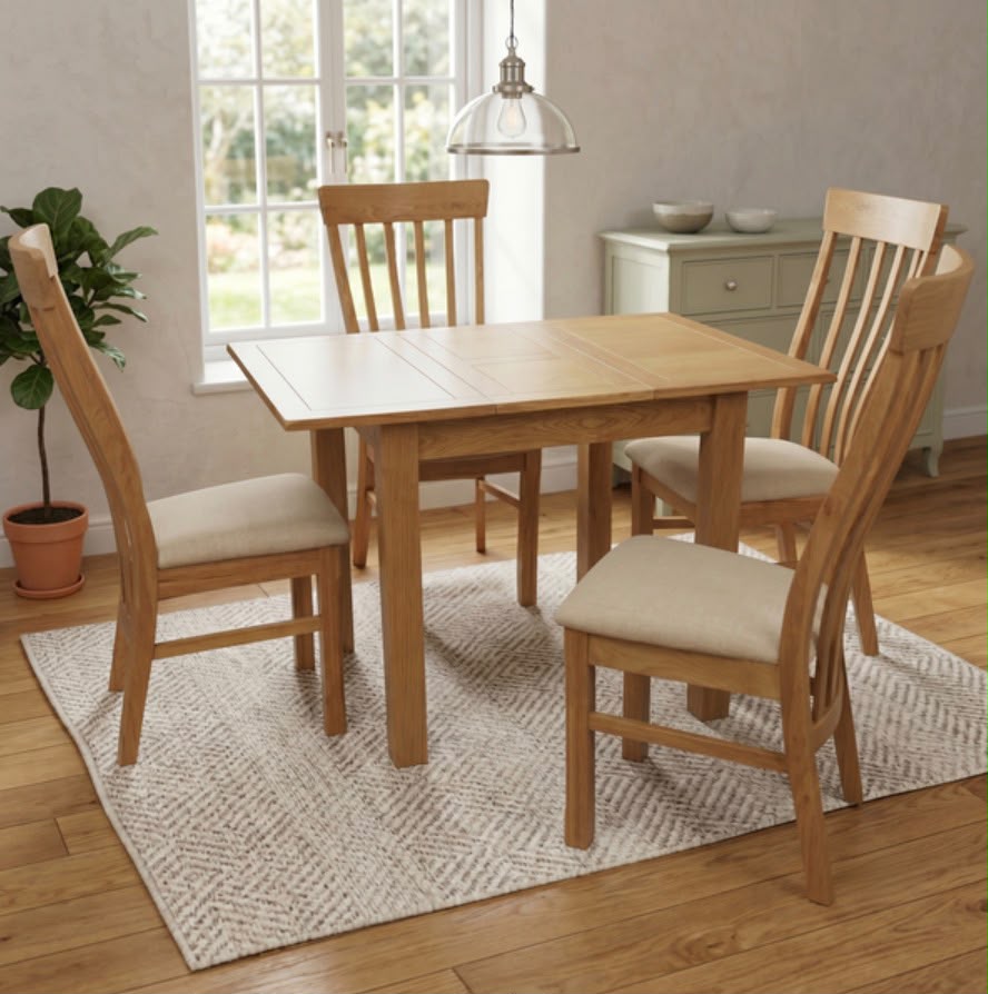 Oak 80cm extension dining set